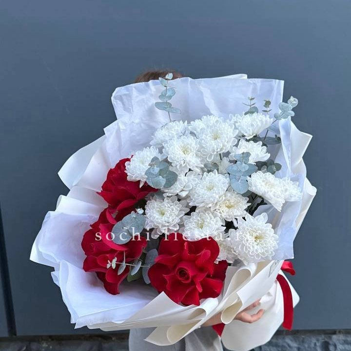 Дуо розы и хризантемы в Ижевске