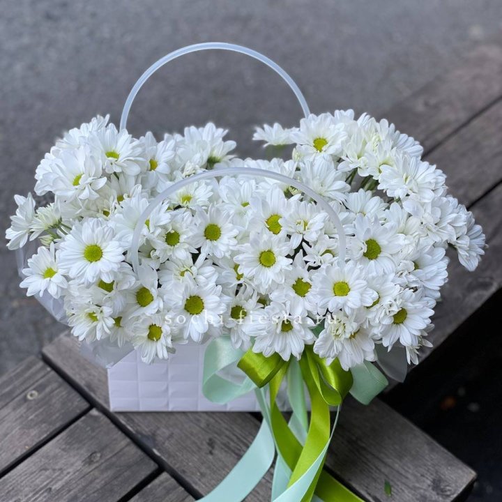 Сумка с хризантемами ромашками в Ижевске