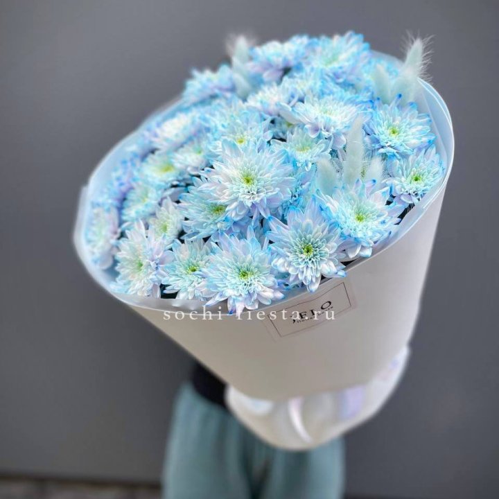  Букет нежно-голубых хризантем  в Ижевске