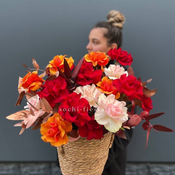 Авторский бокс "Роксана" в джутовом кашпо в Ижевске