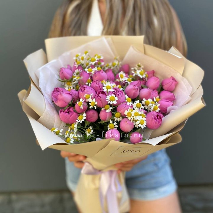 Дуобукет мисти с ромашками  в Ижевске