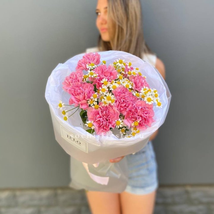 Дуобукет диантусов и ромашек в Ижевске