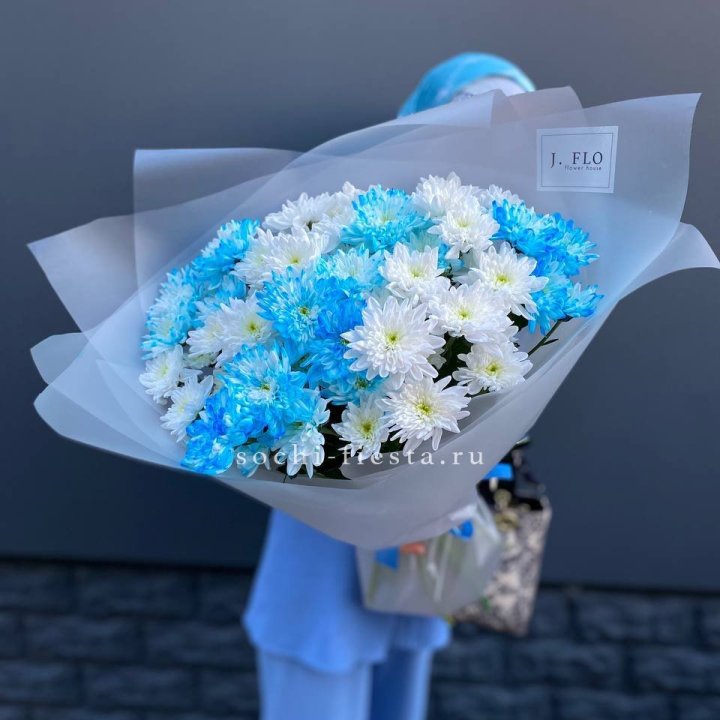 Букет хризантем "Голубая снежинка" в Ижевске