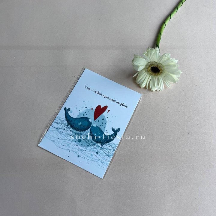 Открытка к букету "У нас с тобой одно море на двоих" в Ижевске
