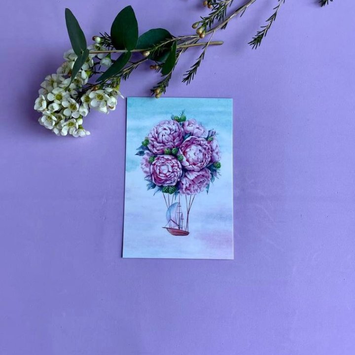 Открытка к букету "Пион" в Ижевске