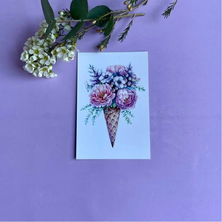 Открытка к букету "Цветочно-кремовый" в Ижевске