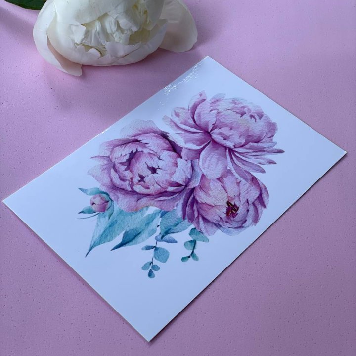 Открытка к букету "Пионы" в Ижевске