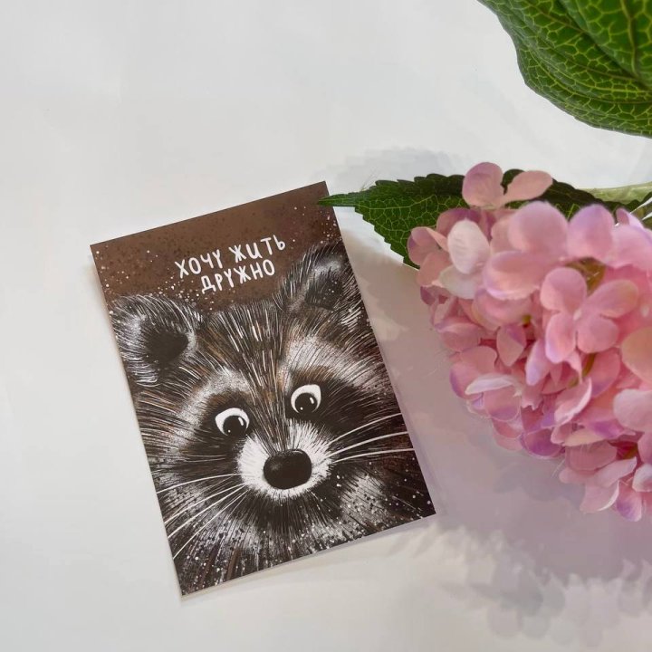 Открытка к букету "Енотик" в Ижевске