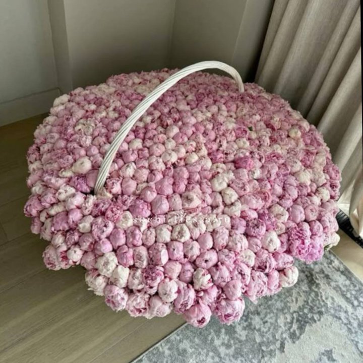 Корзина 555 пионов в Ижевске