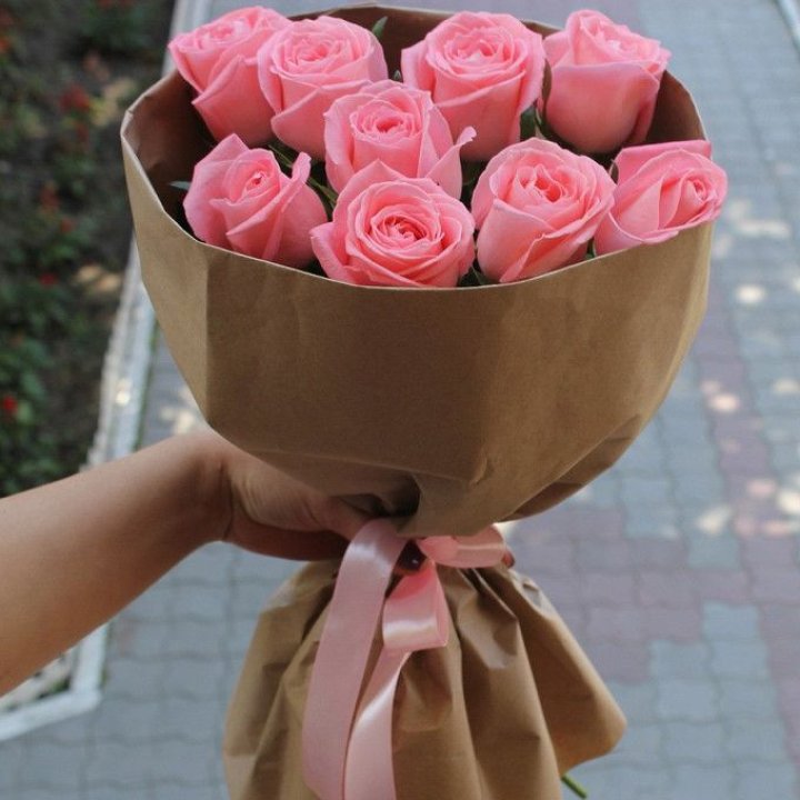 9 розовых роз в Ижевске