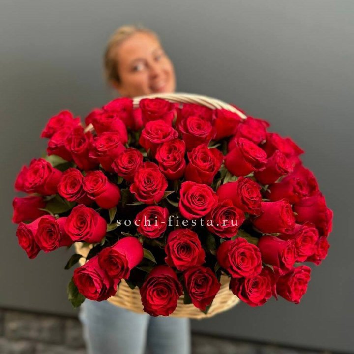 101 красная роза в корзине   в Ижевске