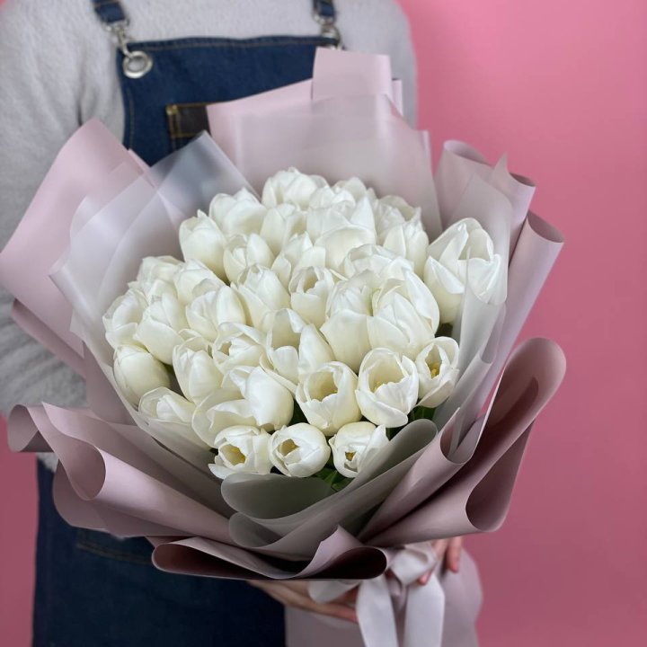 Букет белых тюльпанов "Пур-пур" в Ижевске